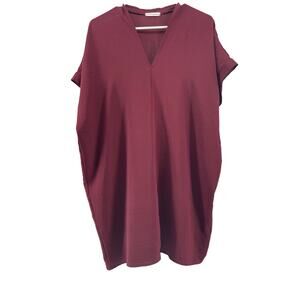 Newbury Kuston Burgundy V-Neck Short Sleeve Tunic Top Women’s Size Large